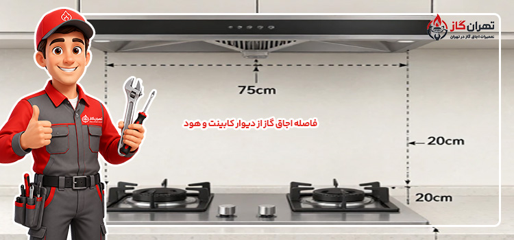 فاصله اجاق گاز از دیوار کابینت و هود